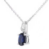 0.49ct Oval Sapphire and Diamond Pave Pendant in 9ct White Gold